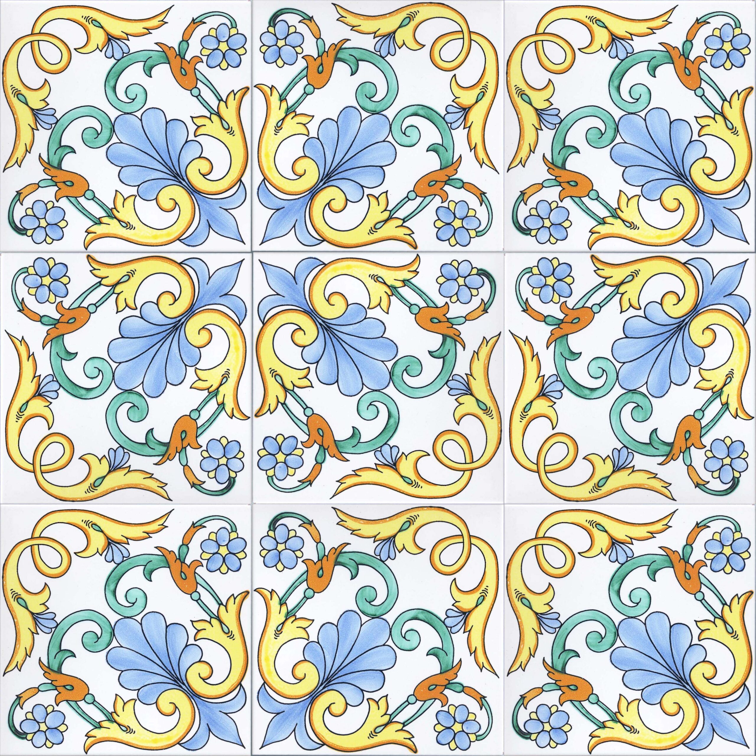 Ceramica Pinto Antico Vietri Stampato VP41 piastrella maiolica a mano
