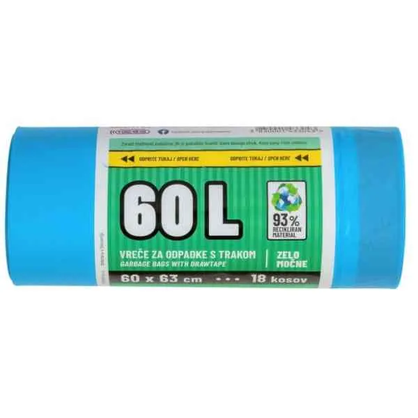Piskar Sacchi Spazzatura Blu 60 L 60x63 cm 18 Pezzi