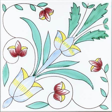 CERAMICA PINTO Antico Vietri Stampato VP28 piastrella maiolica decoro a mano
