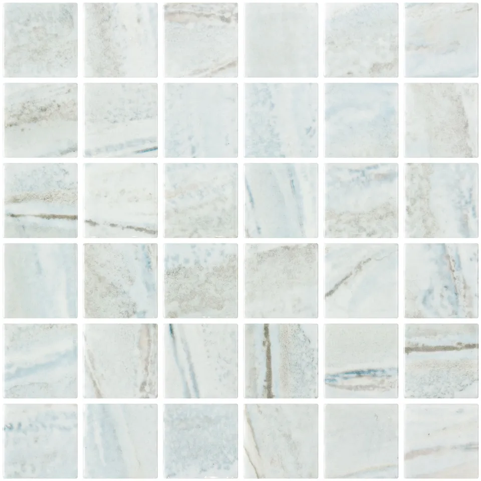 SQ Mosaic Lithos Fifty Doga mosaico bianco lucido blu