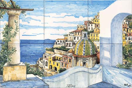 Ceramica Pinto Antico Vietri Stampato VP6899 pannello 6 piastrelle 20x20