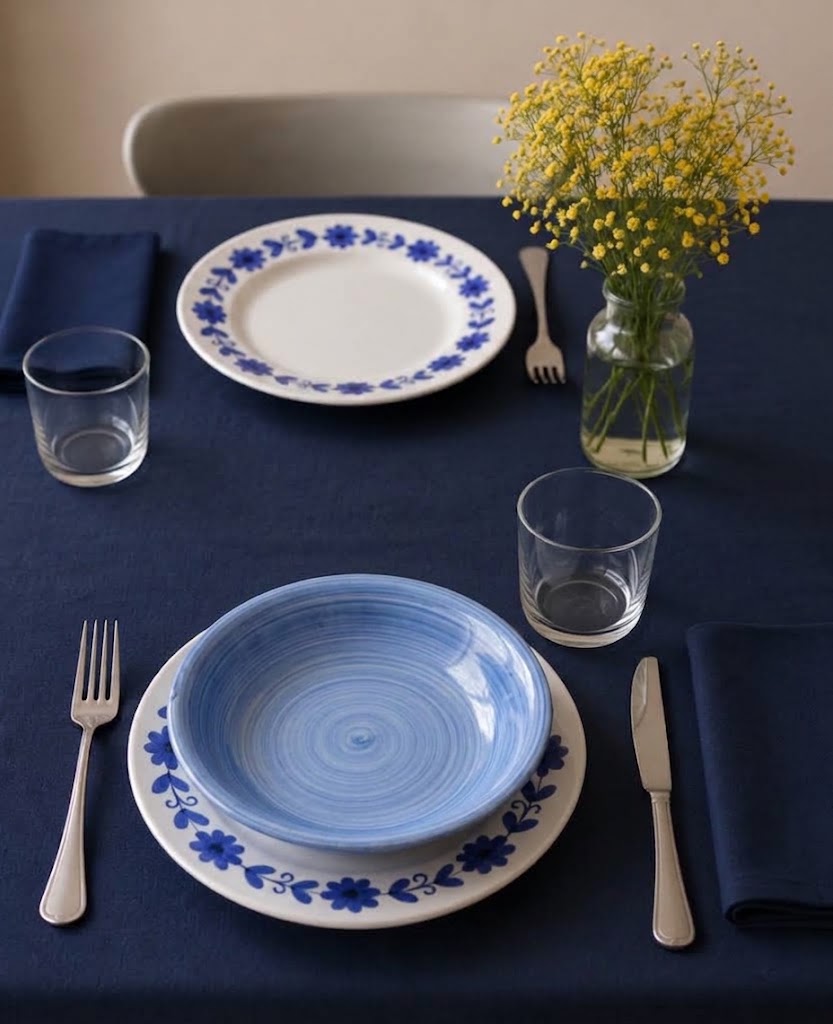 CERAMICA PINTO Frutta VP14331 piatto fondo blu chiaro a pennello