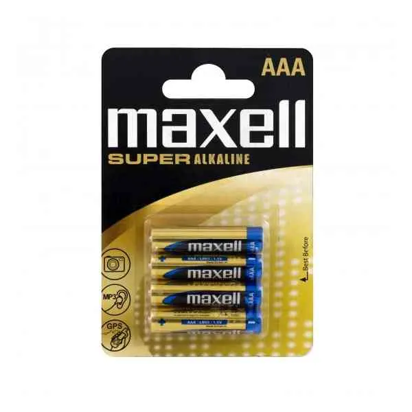 Maxell Super Alkaline pile AAA LR03 4 pezzi mini stilo