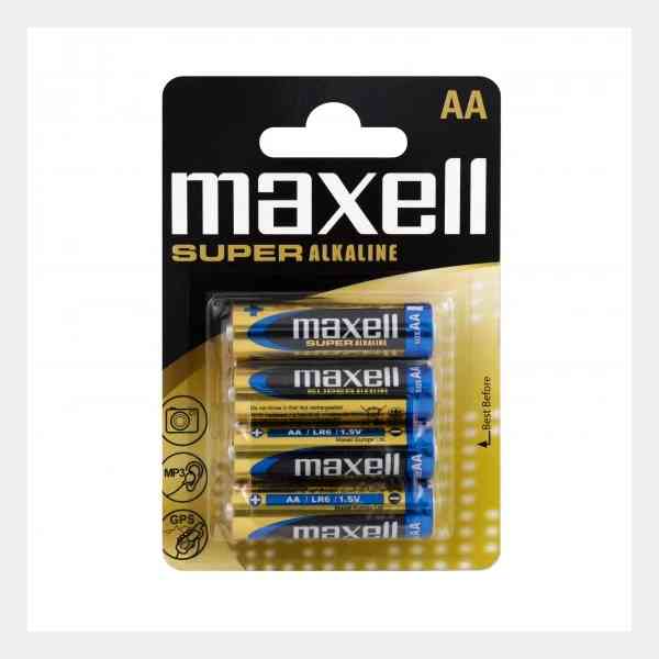 Maxell Super Alkaline AA LR6 batterie stilo 4 pezzi