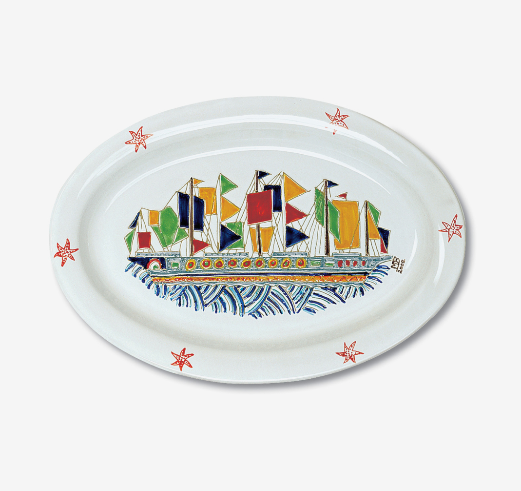 Cerasarda Arte della Tavola I Velieri vassoio ovale ceramica