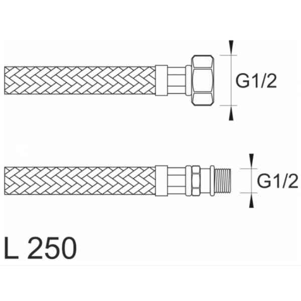 Concept SBA FM1212 500 tubo flessibile inox 500 mm 1/2"