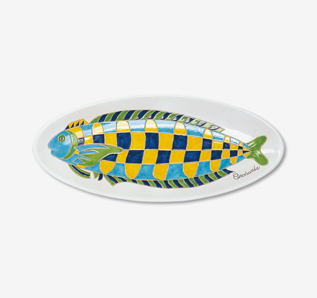 Cerasarda Arte della Tavola Vassoio Pesci 3 ceramica 55 cm