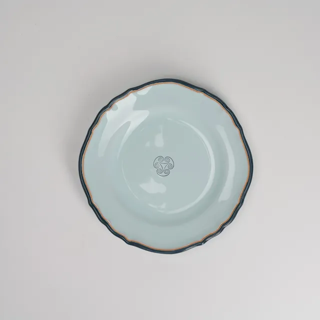 Cerasarda Arte della Tavola Piatto Dessert Monogram Celeste Velato