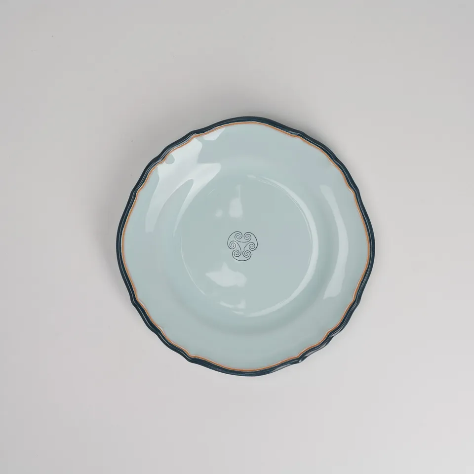 Cerasarda Arte della Tavola Piatto Dessert Monogram Celeste Velato