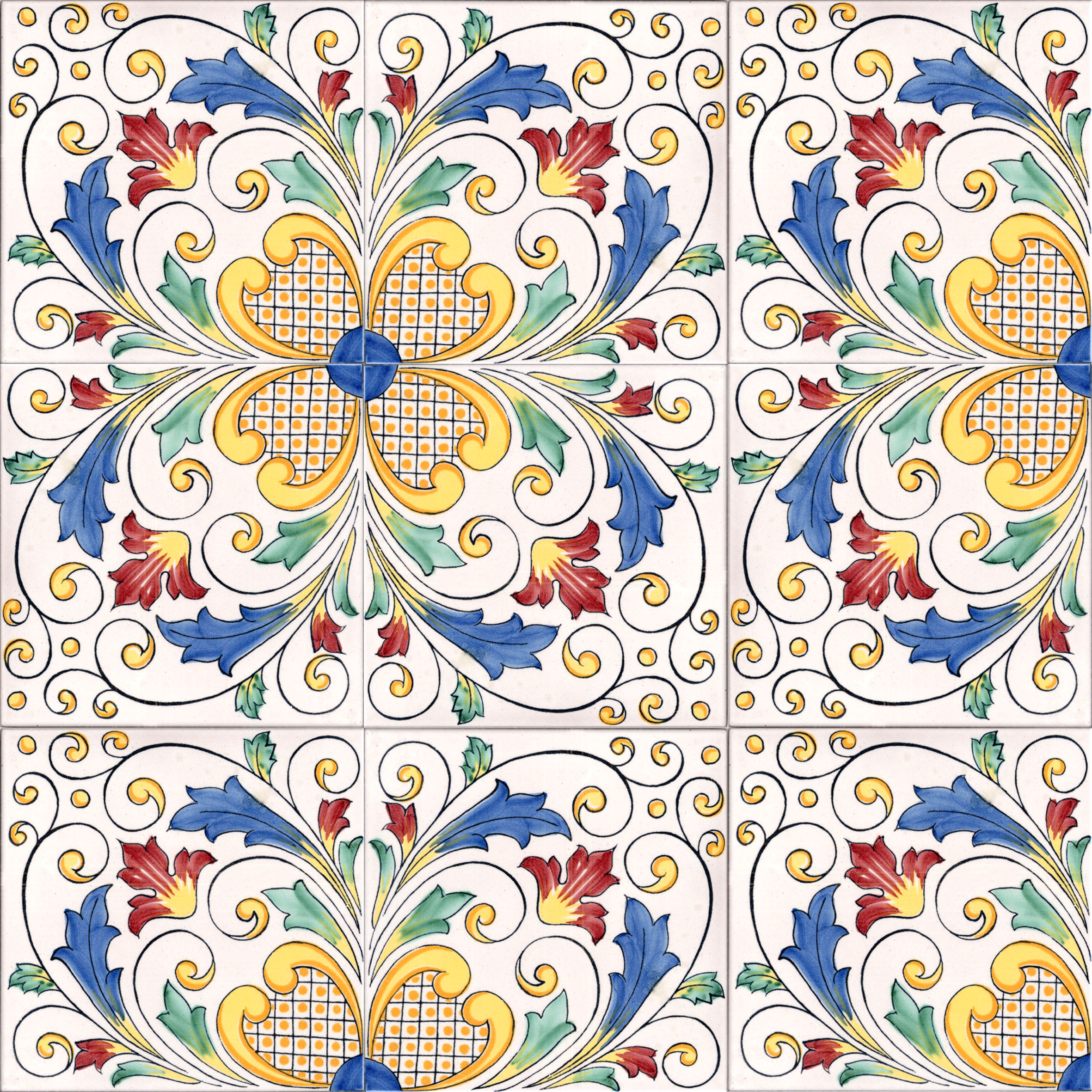 Ceramica Pinto Antico Vietri Stampato VP44 piastrella a mano
