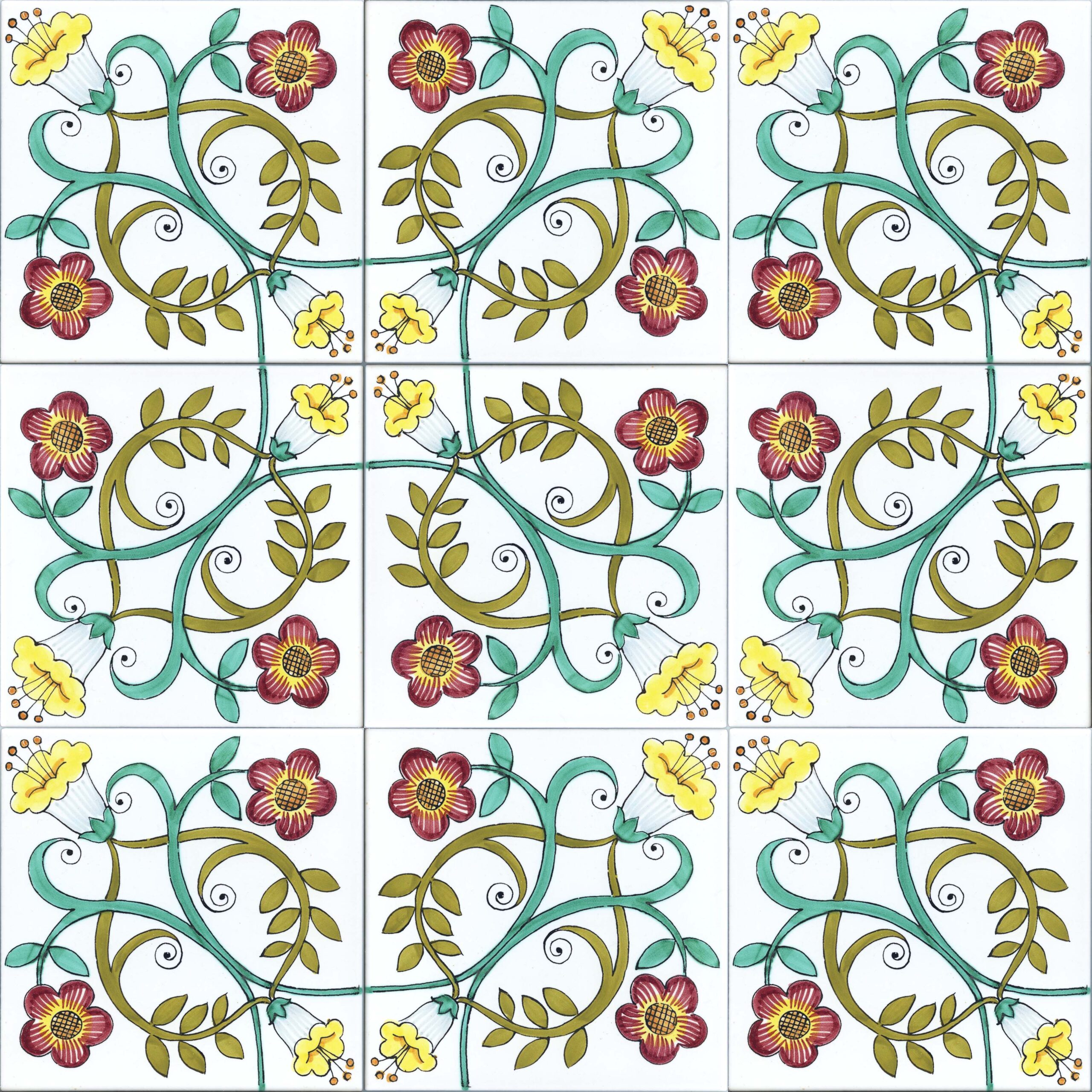 CERAMICA PINTO Barocco Vietri VP812 piastrella pennello e stampa