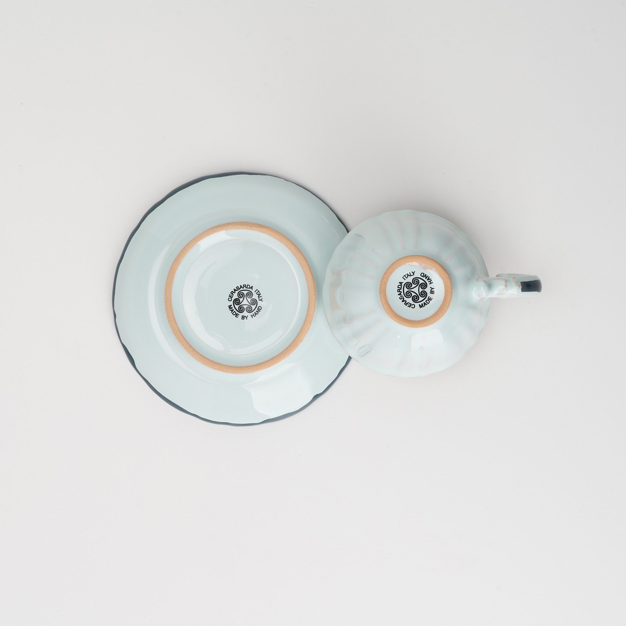 Cerasarda Arte della Tavola Set caffè Monogram Celeste Velato