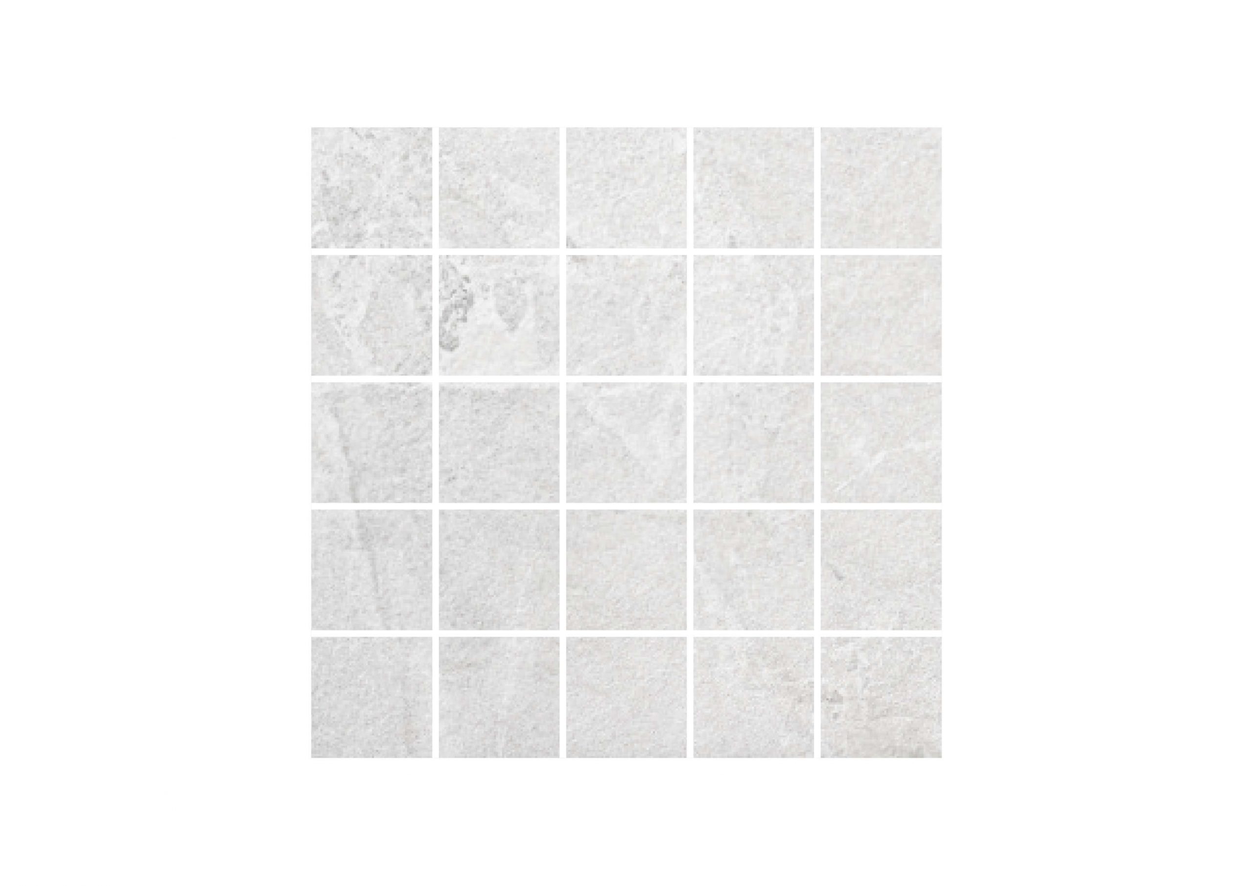 Roca Tiles Avalon Blanco mosaico gres effetto pietra