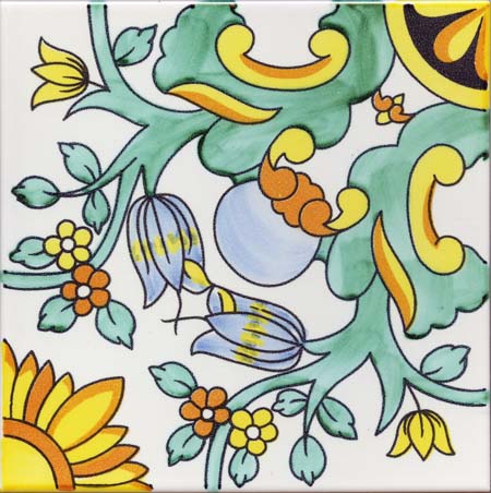 Ceramica Pinto Antico Vietri Stampato VP42 piastrella decoro mano
