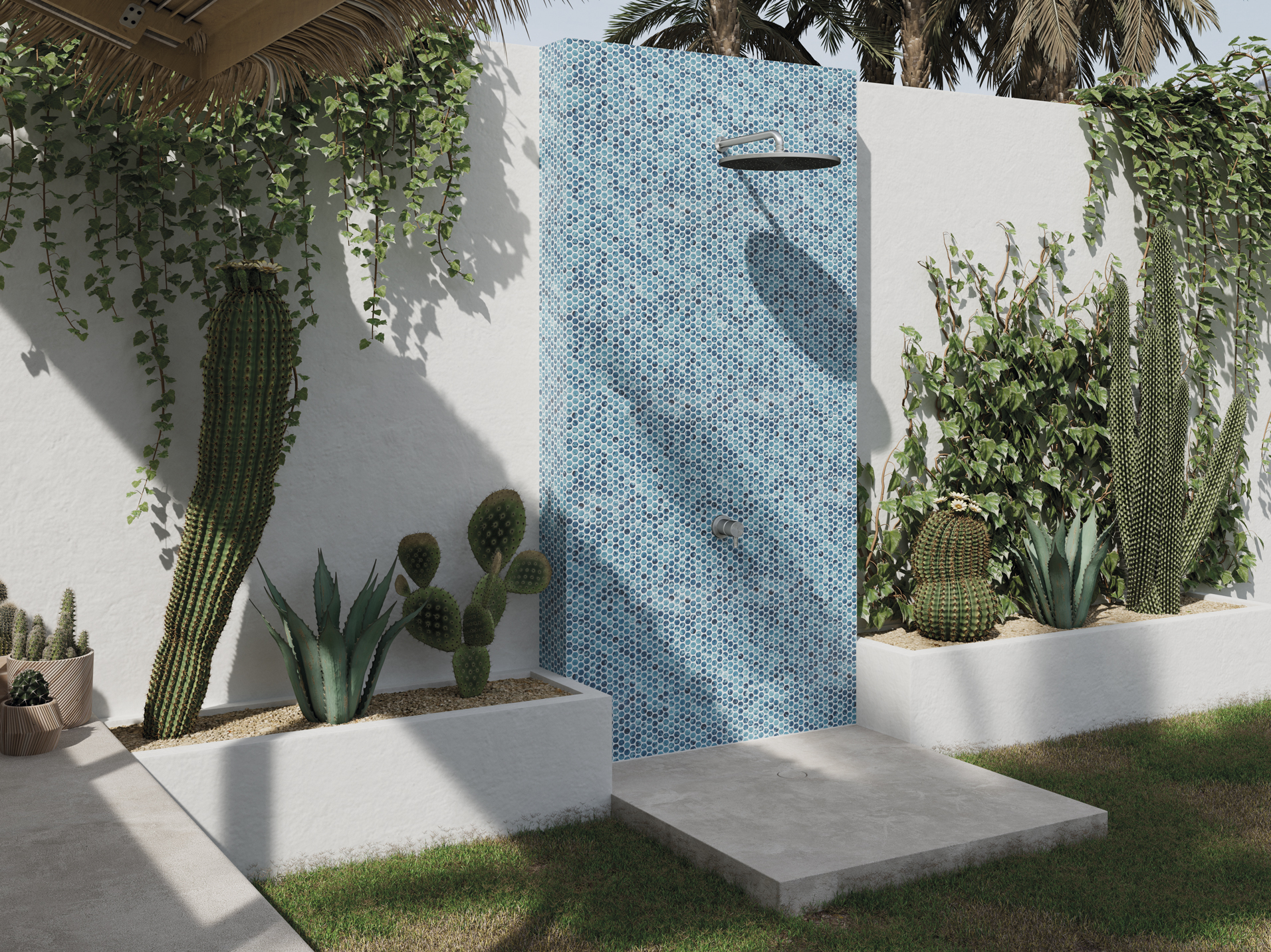 SQ Mosaic Identity Circle Oranda mosaico blu 19 mm lucido