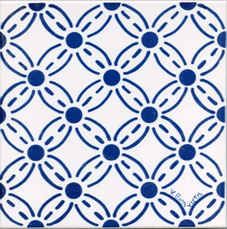 Ceramica Pinto Antico Vietri Stampato VP80 piastrella maiolica