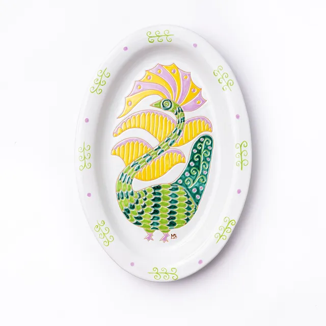 Cerasarda Pavoni 3 vassoio ovale ceramica 43,5 cm