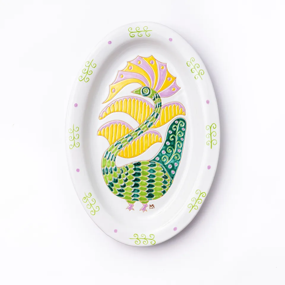 Cerasarda Pavoni 3 vassoio ovale ceramica 43,5 cm