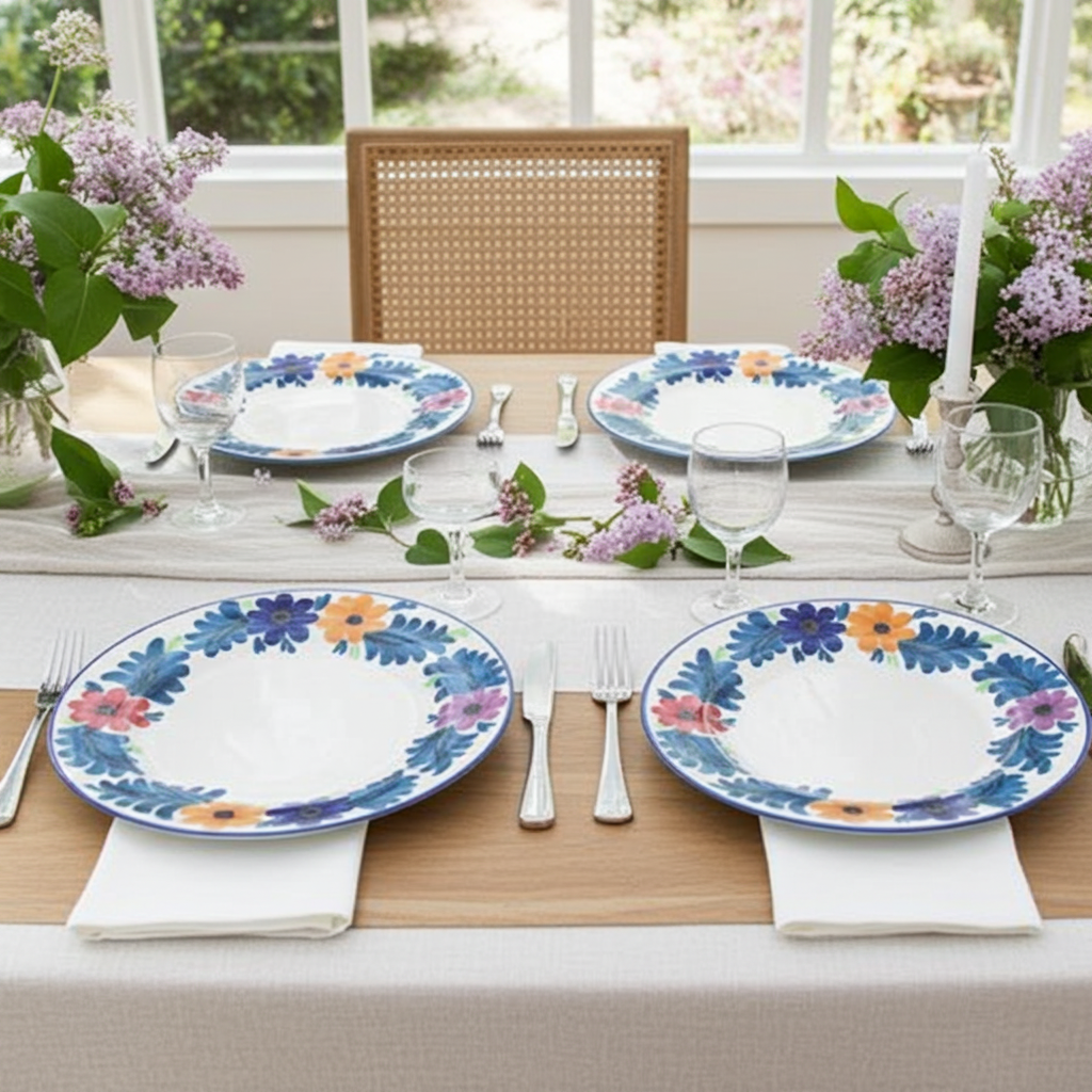 Ceramica Pinto Floreale VP13015 Piatto Piano Decorato a Mano