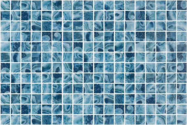 SQ Mosaic Identity Gramma mosaico blu lucido gemme