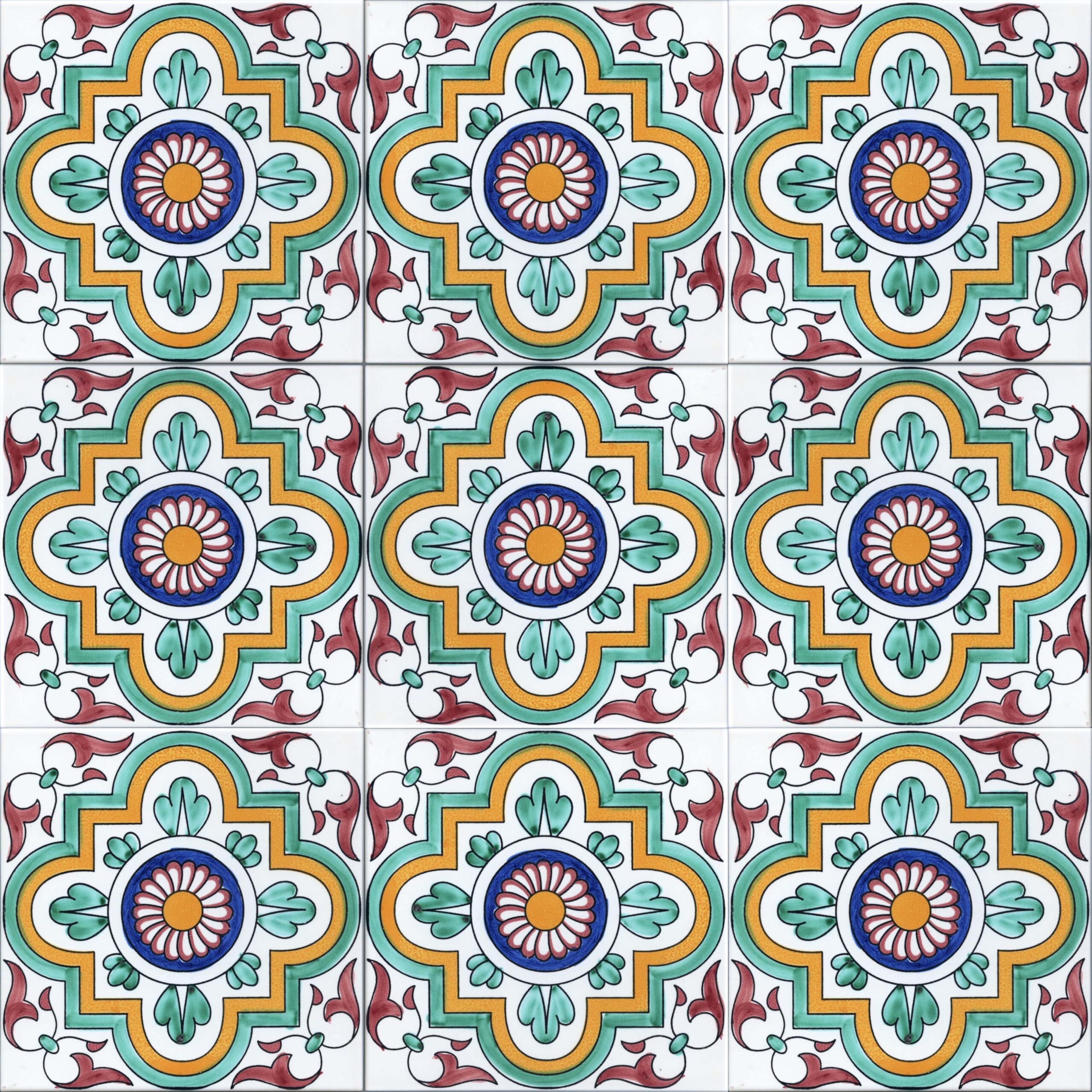 Ceramica Pinto Antico Vietri Stampato VP18 piastrella maiolica a mano