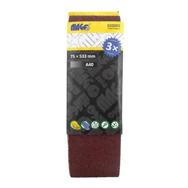Magg A40 nastro abrasivo 75x533 mm 3 pezzi grana 40