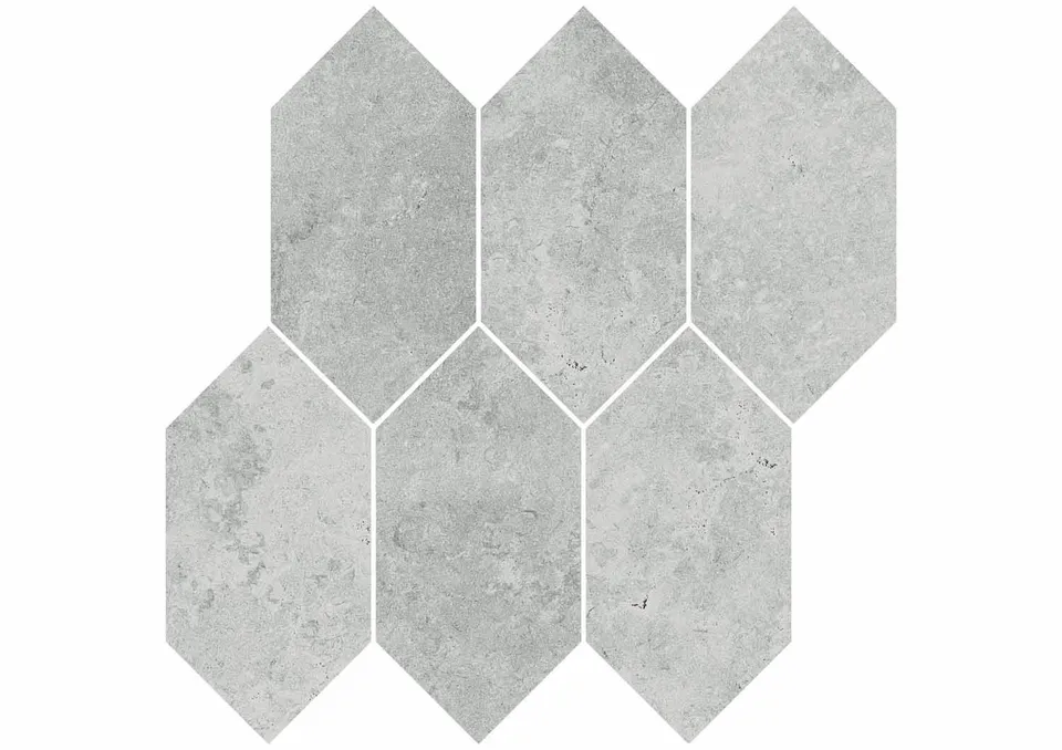 Roca Tiles Malla Gris mosaico ceramico grigio su rete