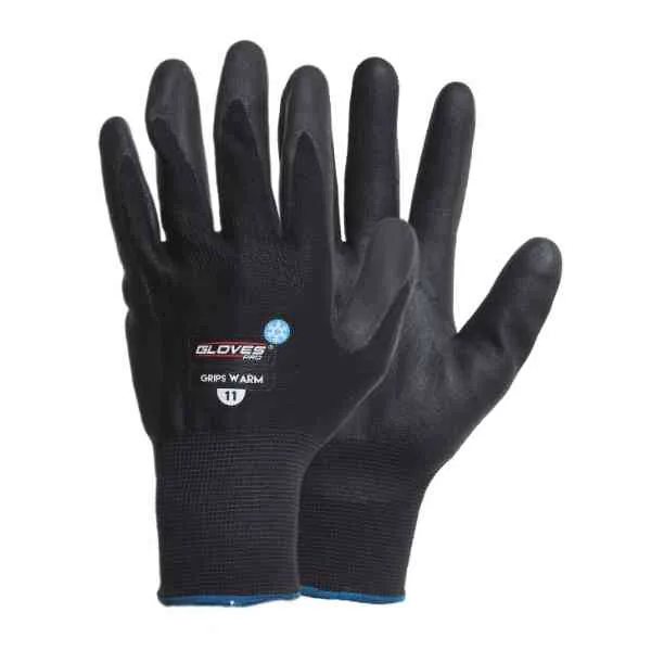 GlovesPro Grips Warm guanti da lavoro invernali neri taglia 10
