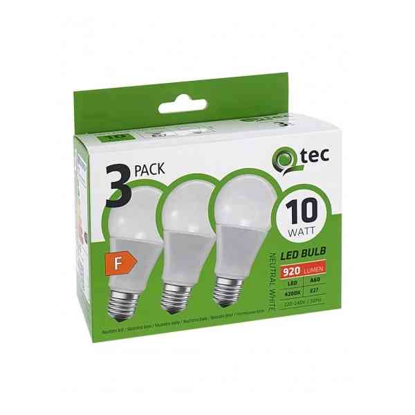 Qtec A60 lampadina LED E27 10W 4200K luce neutra