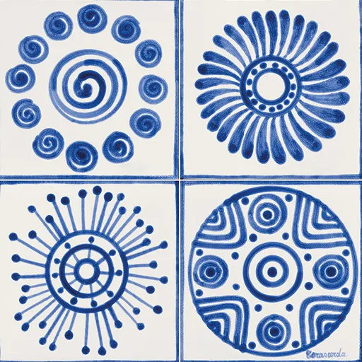 Cerasarda I Classici Pintadera S/4 Blu piastrella ceramica