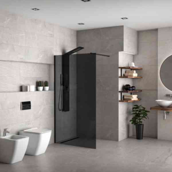 Monte Dark Parete Doccia Walk-In 100x200 Vetro Grigio 8 mm