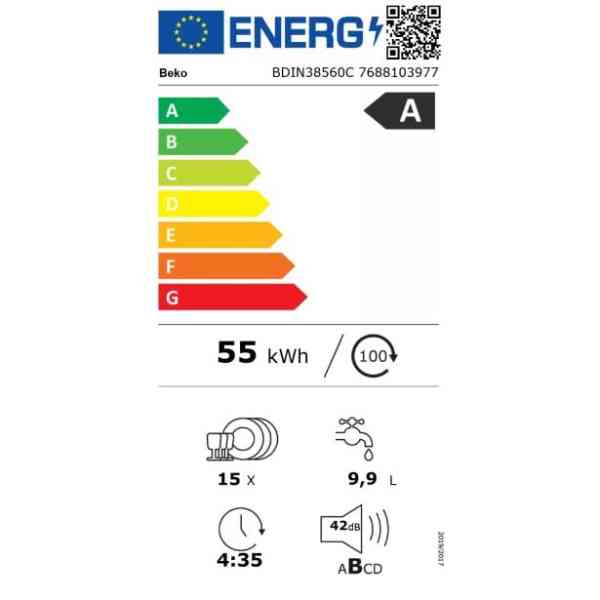 Beko BDIN38560C lavastoviglie incasso 15 coperti classe A