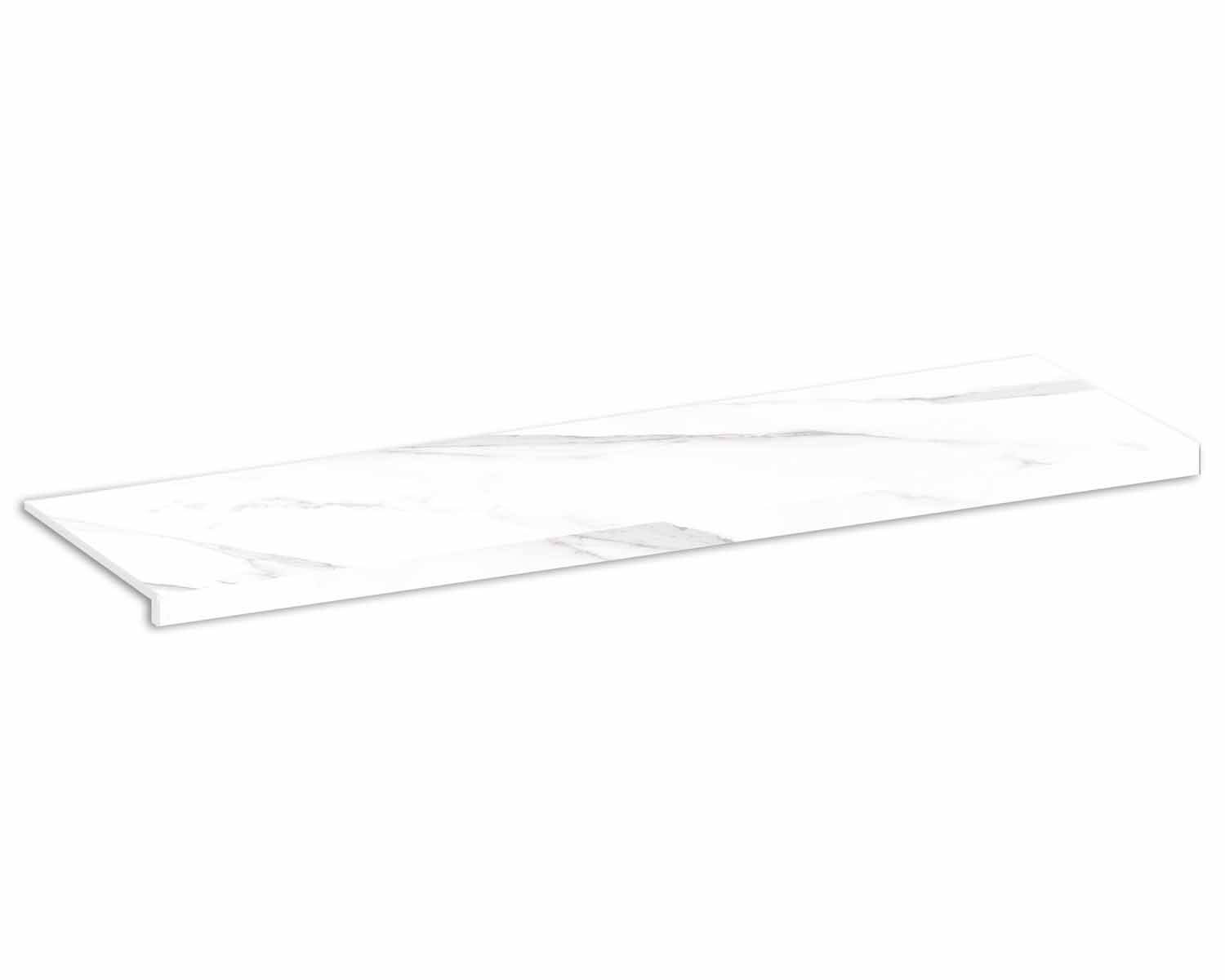 Roca Thinbig Peldaño Blanco gradino gres effetto marmo