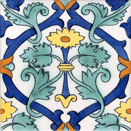 Ceramica Pinto Antico Vietri Stampato VP59 piastrella maiolica a mano