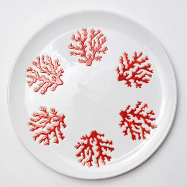 Cerasarda Arte della Tavola Vassoio rotondo Corallo rosso ceramica
