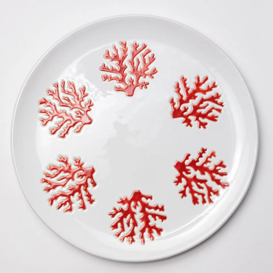 Cerasarda Arte della Tavola Vassoio rotondo Corallo rosso ceramica