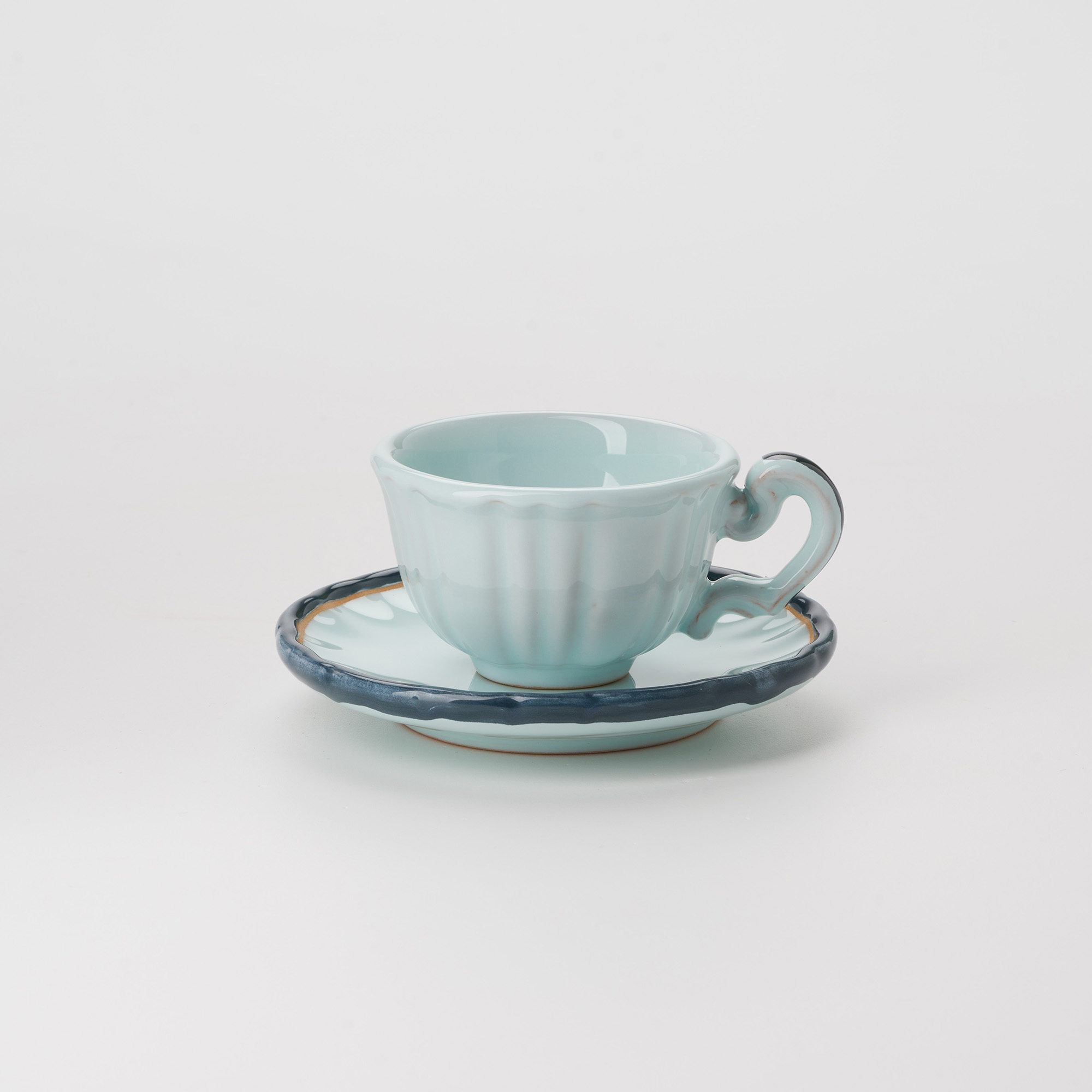 Cerasarda Arte della Tavola Set caffè Monogram Celeste Velato