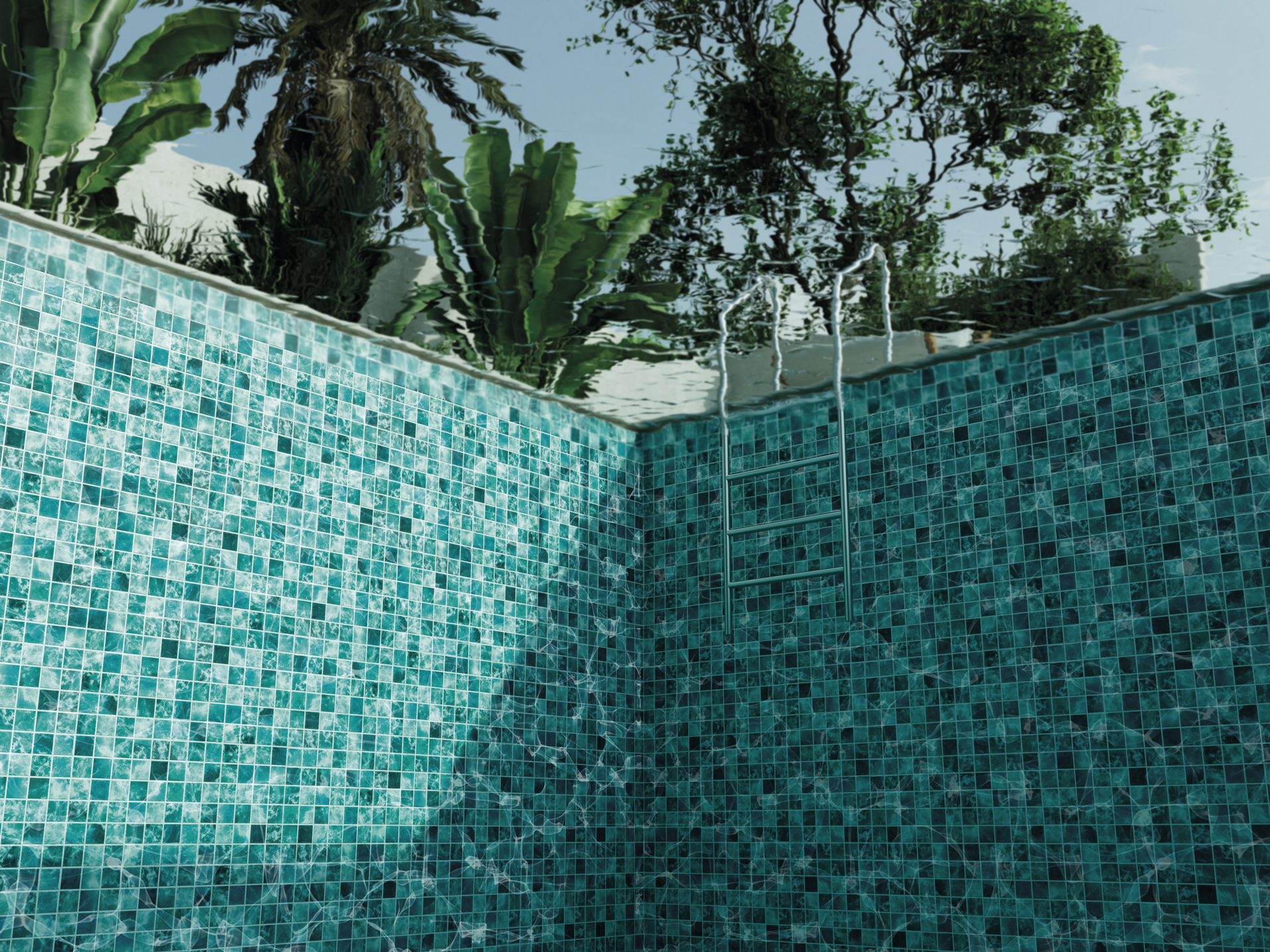 SQ Mosaic Identity Fifty Midori mosaico turchese 50x50 onde