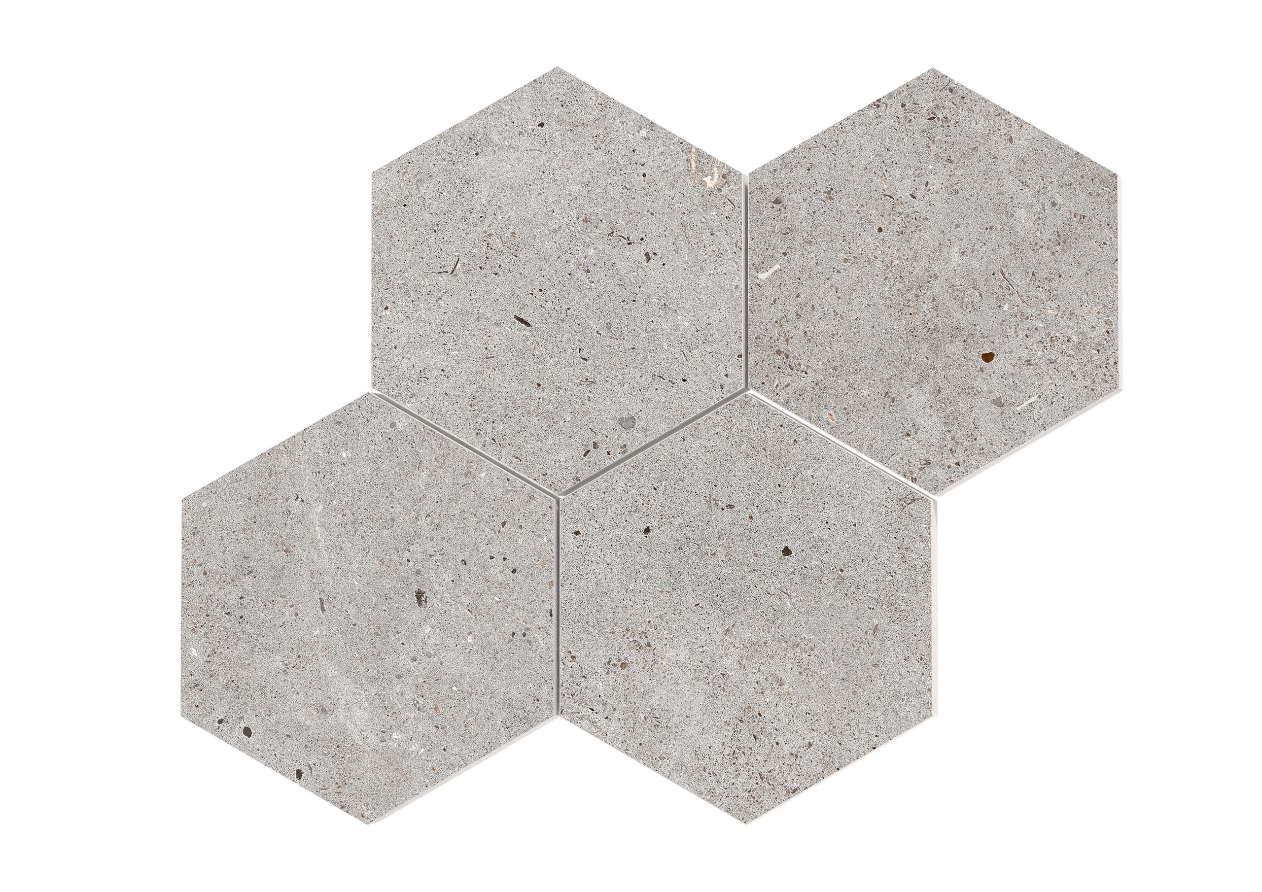 Roca Basel Gris mosaico esagonale effetto pietra grigio