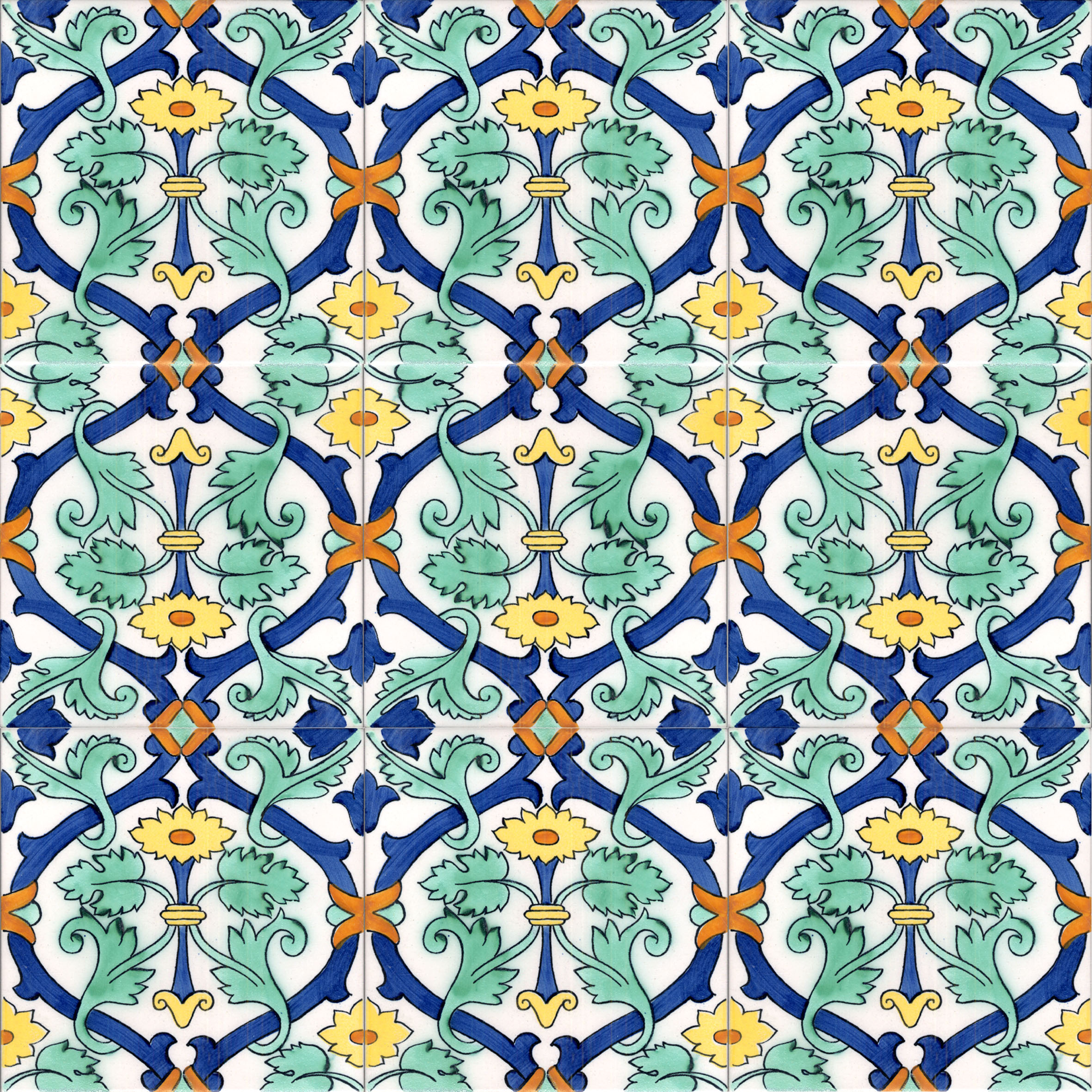 Ceramica Pinto Antico Vietri Stampato VP59 piastrella maiolica a mano