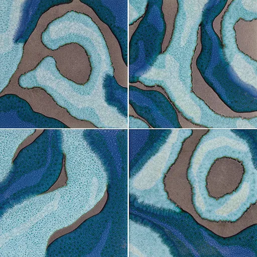 Cerasarda OT07026 Principe S/4 Blu Set 4 Piatti Ceramica
