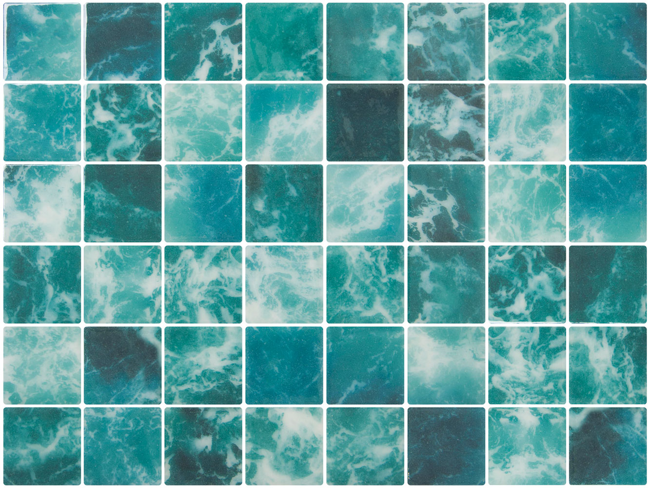 SQ Mosaic Identity Fifty Midori mosaico turchese 50x50 onde