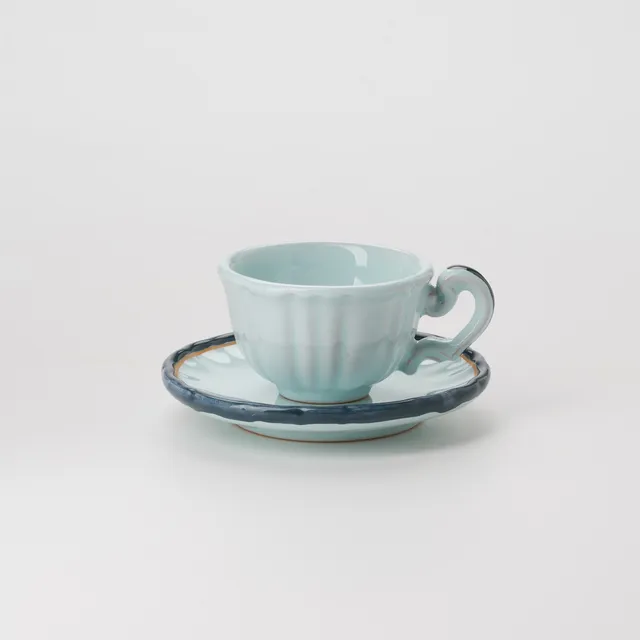 Cerasarda Arte della Tavola Set caffè Monogram Celeste Velato