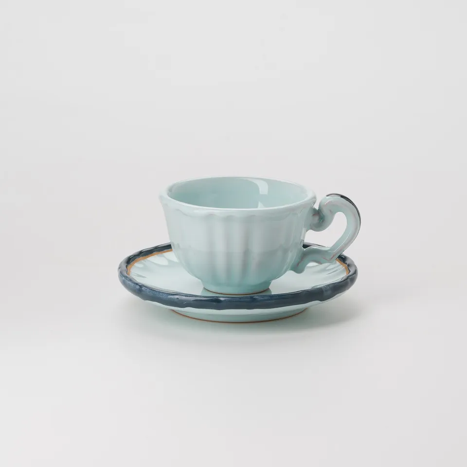 Cerasarda Arte della Tavola Set caffè Monogram Celeste Velato
