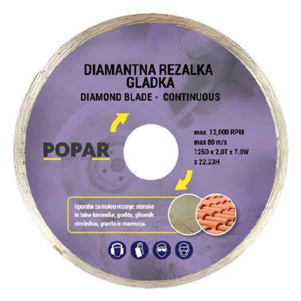Popar disco diamantato liscio 115 mm taglio ceramica