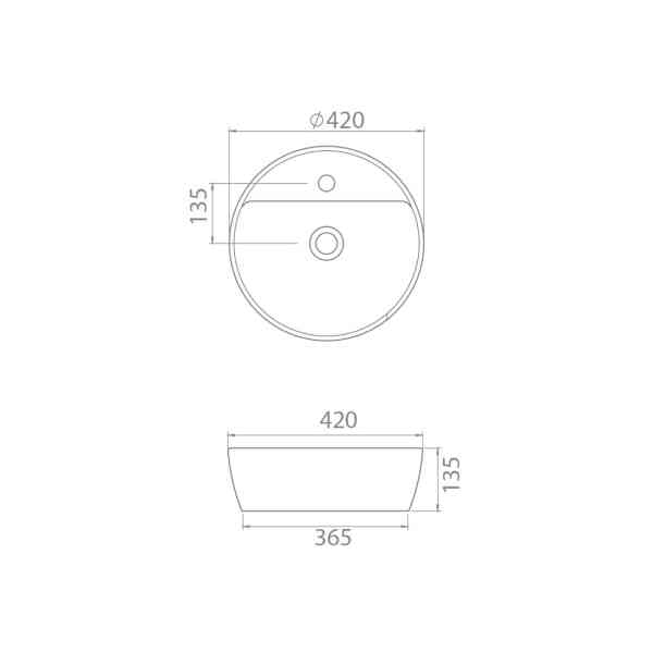CeraStyle One lavabo soprapiano ceramica 42 cm antracite