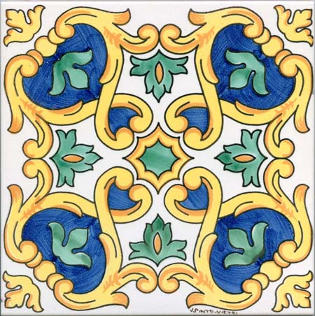 CERAMICA PINTO Pennellato VP15151 piastrella maiolica decoro mano