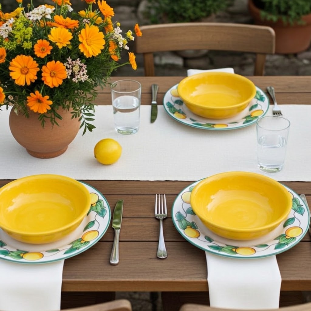 Ceramica Pinto Pennellato VP12355 piatto fondo giallo Vietri