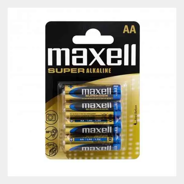 Maxell Super Alkaline AA LR6 batterie stilo 4 pezzi