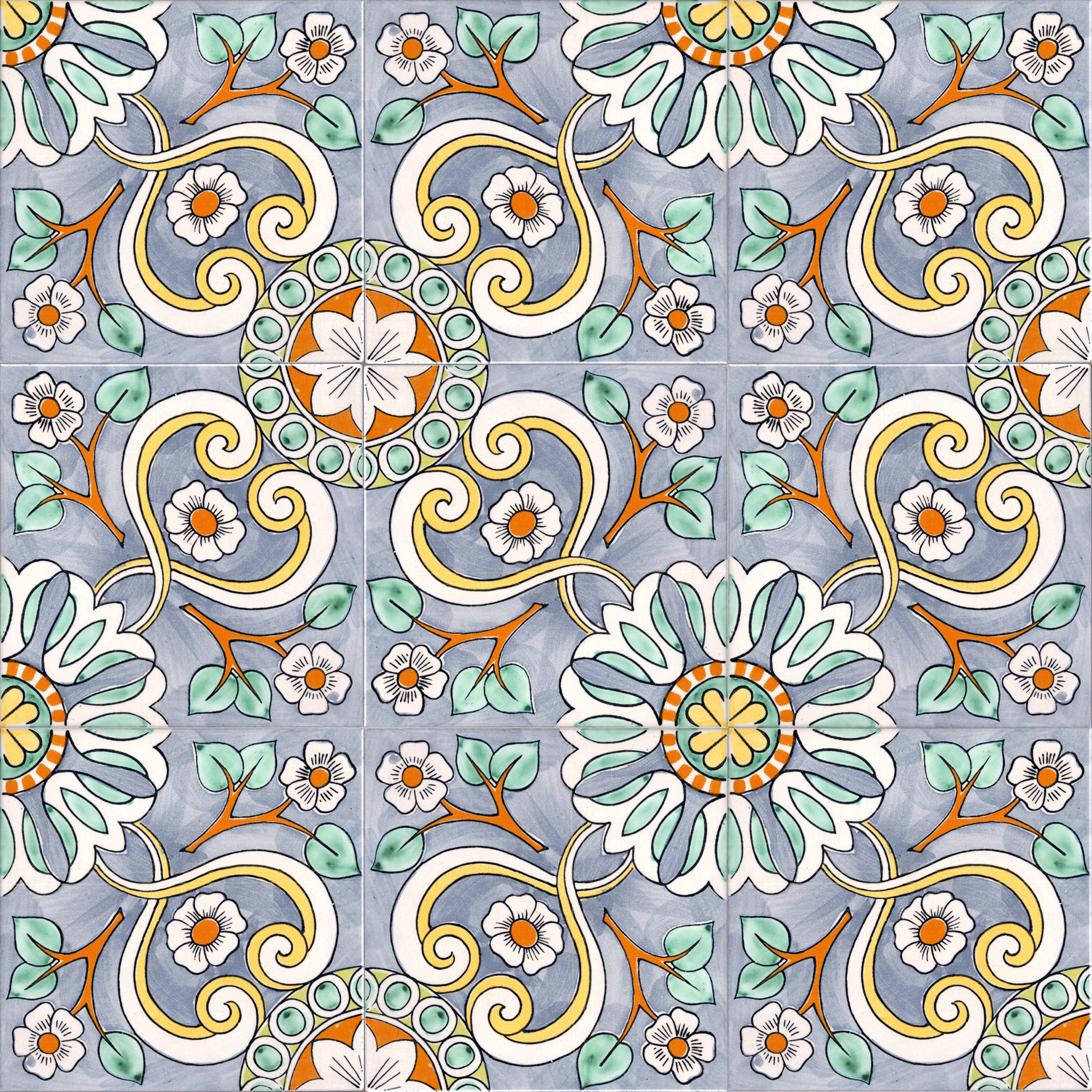 Ceramica Pinto Antico Vietri Stampato VP46 piastrella mano